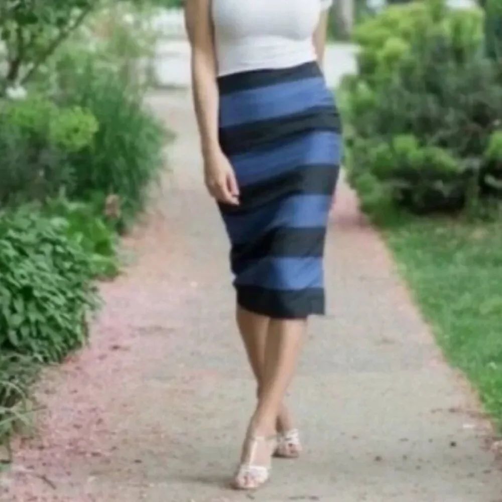 Like New! Banana Republic Rugby Shimmery Stripe Midi Pencil Skirt in Size 8